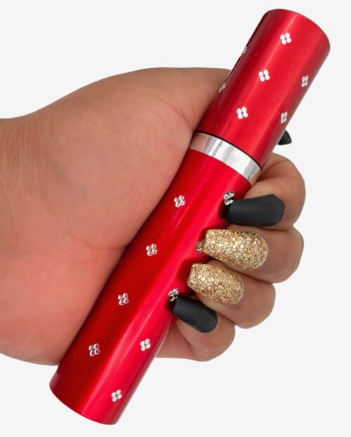 Panther Lipstick Stun Gun in hand - red