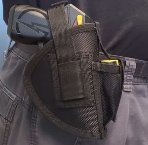 Nylon holster for pulse with spare cartridge on waistband with cartridge