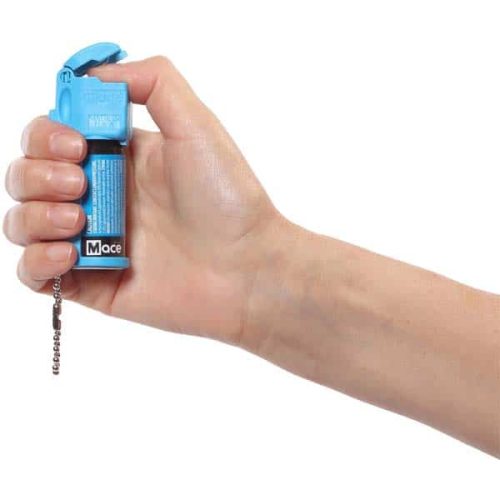 Mace pocket model pepper spray neon blue hand