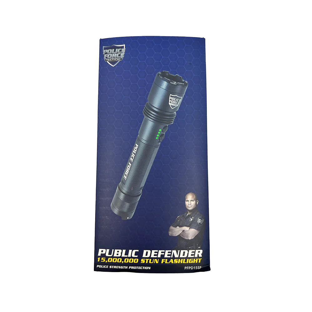 Police Force Public Defender Tactical Stun Flashlight package