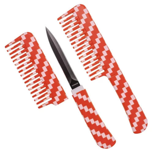 Red Checkers Comb Knife