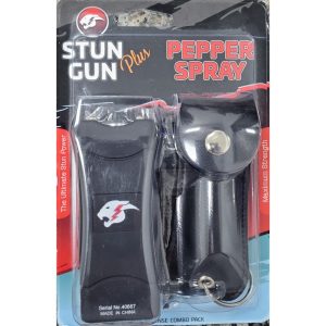 Mini Stun Gun and Pepper Spray Combo for Self Defense Black