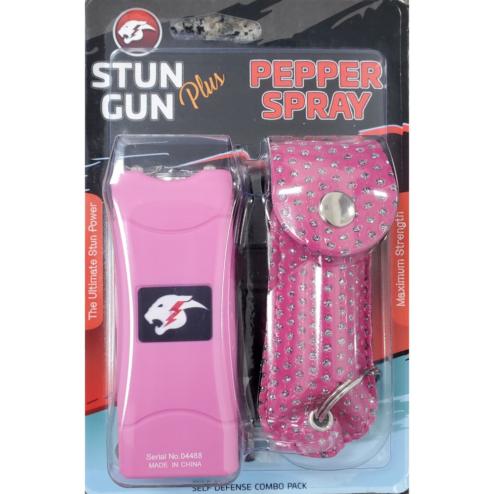 Mini Stun Gun and Pepper Spray Combo for Self Defense Pink Bling