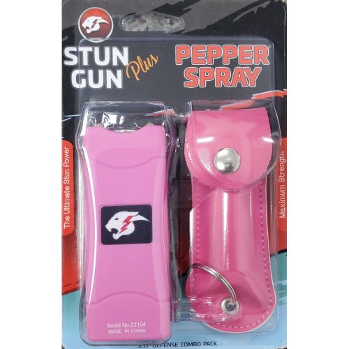 Mini Stun Gun and Pepper Spray Combo for Self Defense Pink