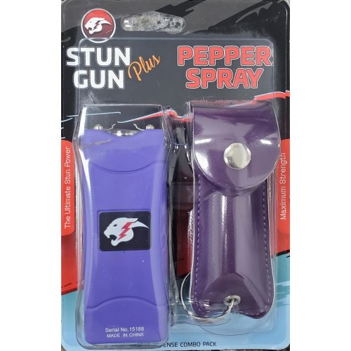 Mini Stun Gun and Pepper Spray Combo for Self Defense Purple