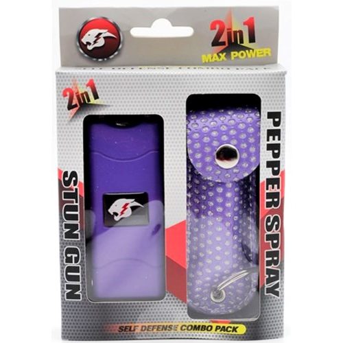 Mini Stun Gun and Pepper Spray Combo for Self Defense Purple Bling