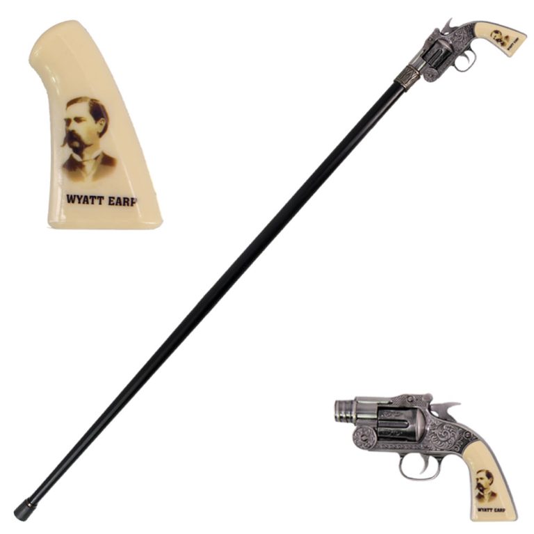 Wyatt Earp Revolver Gun Handle Gentleman’s Walking Stick 