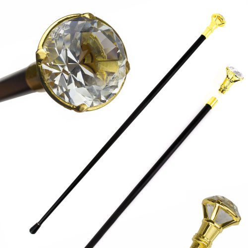 37 Inches Decorative Crystal Knob Top Gentlemans Walking Stick