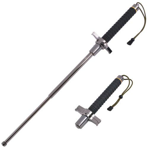 Baton with Cross Guard Handle Open and Closed