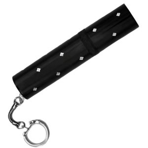 Rechargeable Lipstick Self Defense Flashlight Stun Gun w/ Key Ring-Black