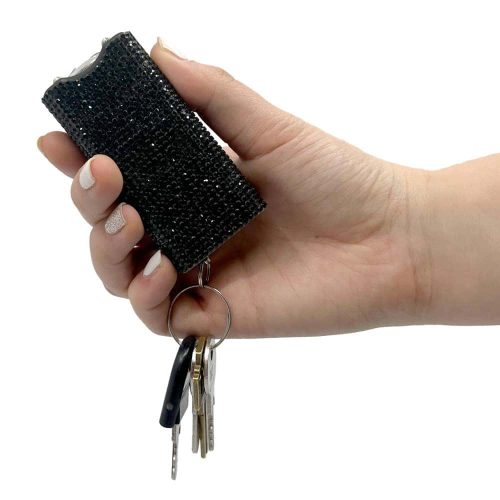 RhineStun Keychain Stun Gun in hand   black
