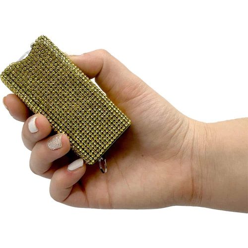 RhineStun Keychain Stun Gun in hand   gold
