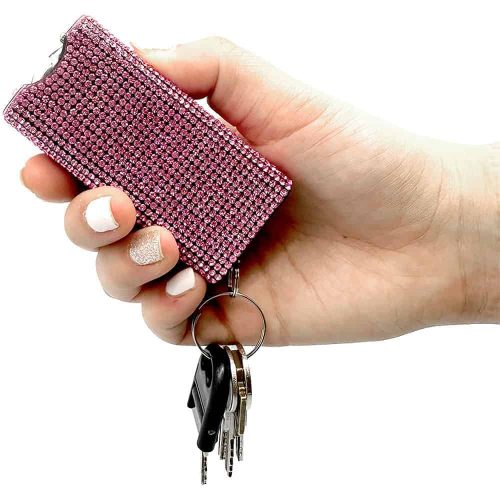RhineStun Keychain Stun Gun in hand   pink