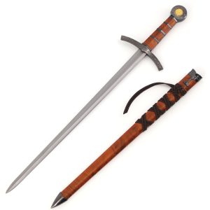 24 Inch Brown Crusader Cross Short Sword with Scabbard