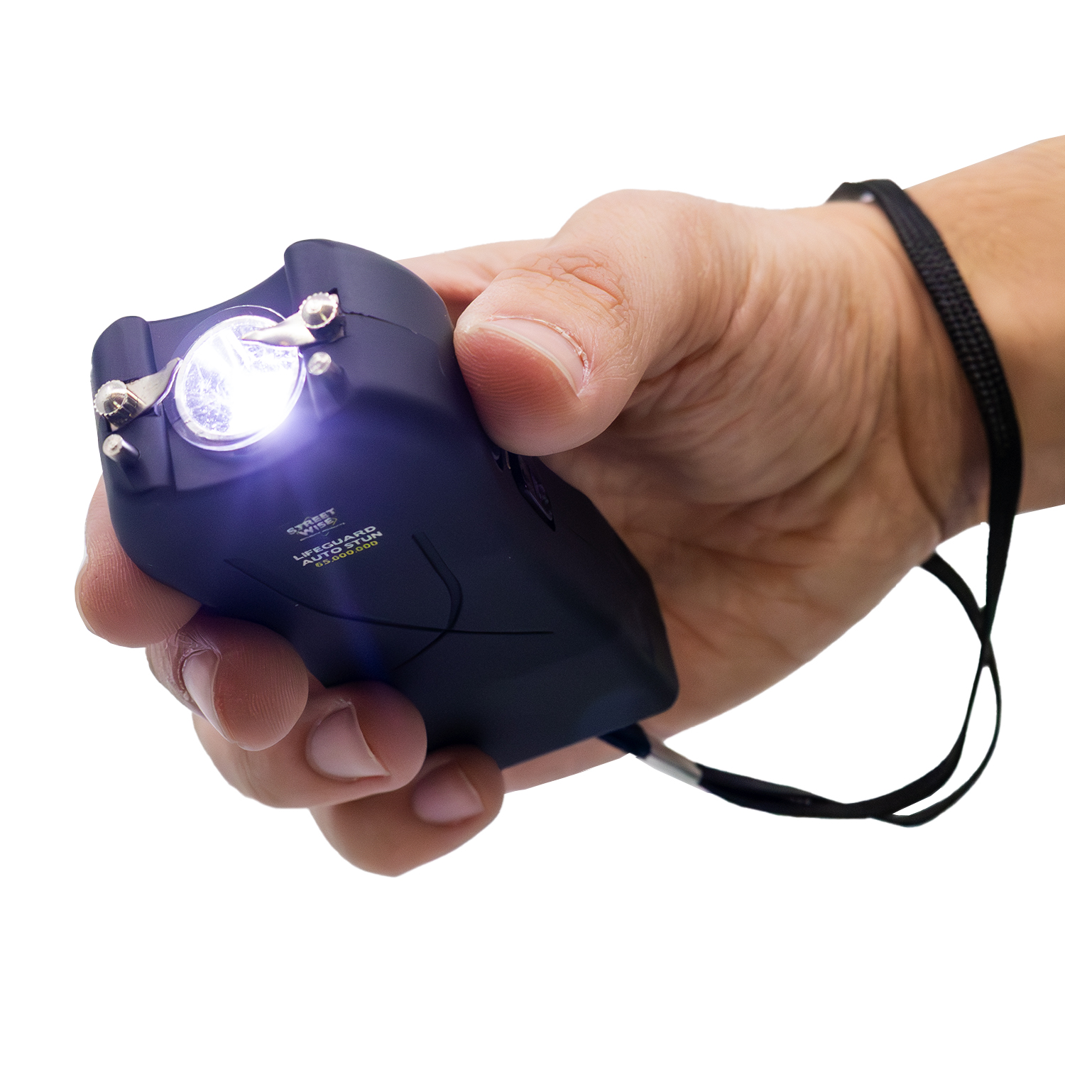 LifeGuard AutoStun with flashlight in handBlack | ThugBusters LifeGuard AutoStun with flashlight in hand Black