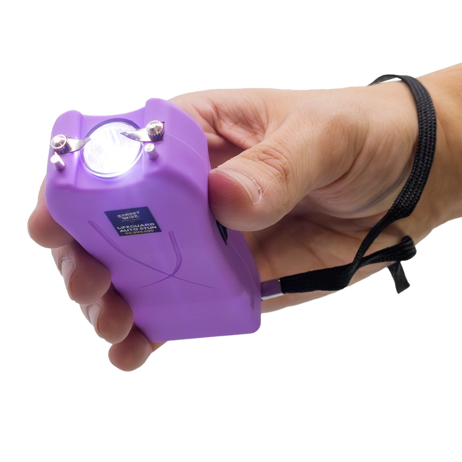 LifeGuard AutoStun with flashlight in handLight Pink | ThugBusters LifeGuard AutoStun with flashlight in hand Light Pink