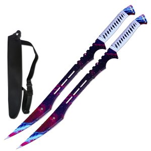 2 Pc 27 Inch Full Tang Twin Ninja Fighting Sword Set Galaxy