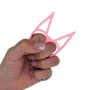 Cat Ears Safety key chain-Pink-In hand