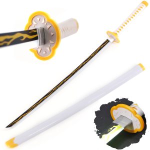 LED Glowing Anime Zenitsu Cosplay Nichirin Katana - 41 Inch Rechargeable Light Up Demon Sword
