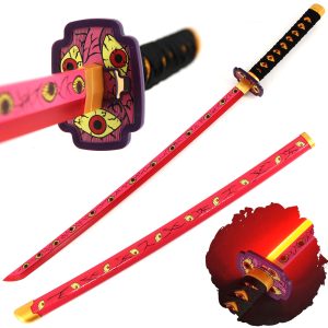 LED Glowing Anime Kokushibou Cosplay Nichirin Katana - 41 Inch Rechargeable Light Up Demon Sword