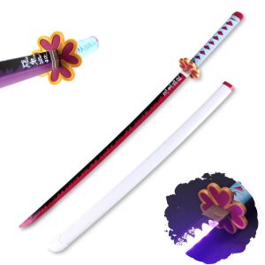 LED Glowing Anime Mitsuri Cosplay Nichirin Katana - 41 Inch Rechargeable Light Up Demon Sword