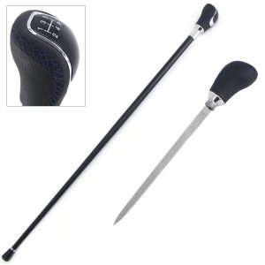 37.5" Manual 5-speed Gear Shift Knob Handle Walking Cane with Hidden Blade