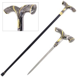 36.75" The Squire Golden Walking Cane with Hidden Blade