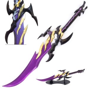 30" Abyssal Flame Reaver Dagger - Stainless Steel Replica Sword with Stand