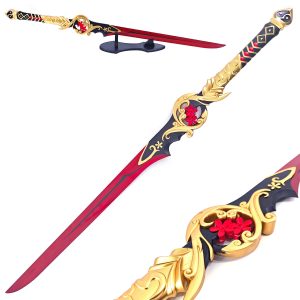 44" Demonic Plum Flower Sword Metal Weapon with Display Table Stand