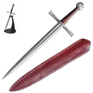 10.75" Knight Templar Short Sword Full Tang Dagger with Display Stand and Sheath