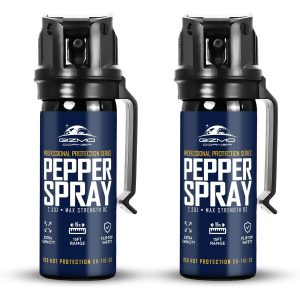 2 Pack Pepper Spray for Self Defense, Large 2.3 oz Flip Top Safety with Belt Clip