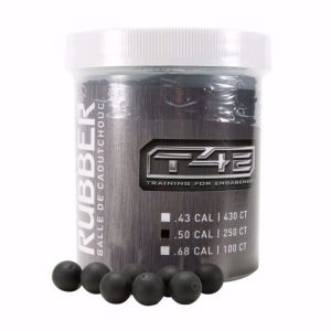 T4E .50 Caliber Reusable Rubber Balls 250 Count, Black
